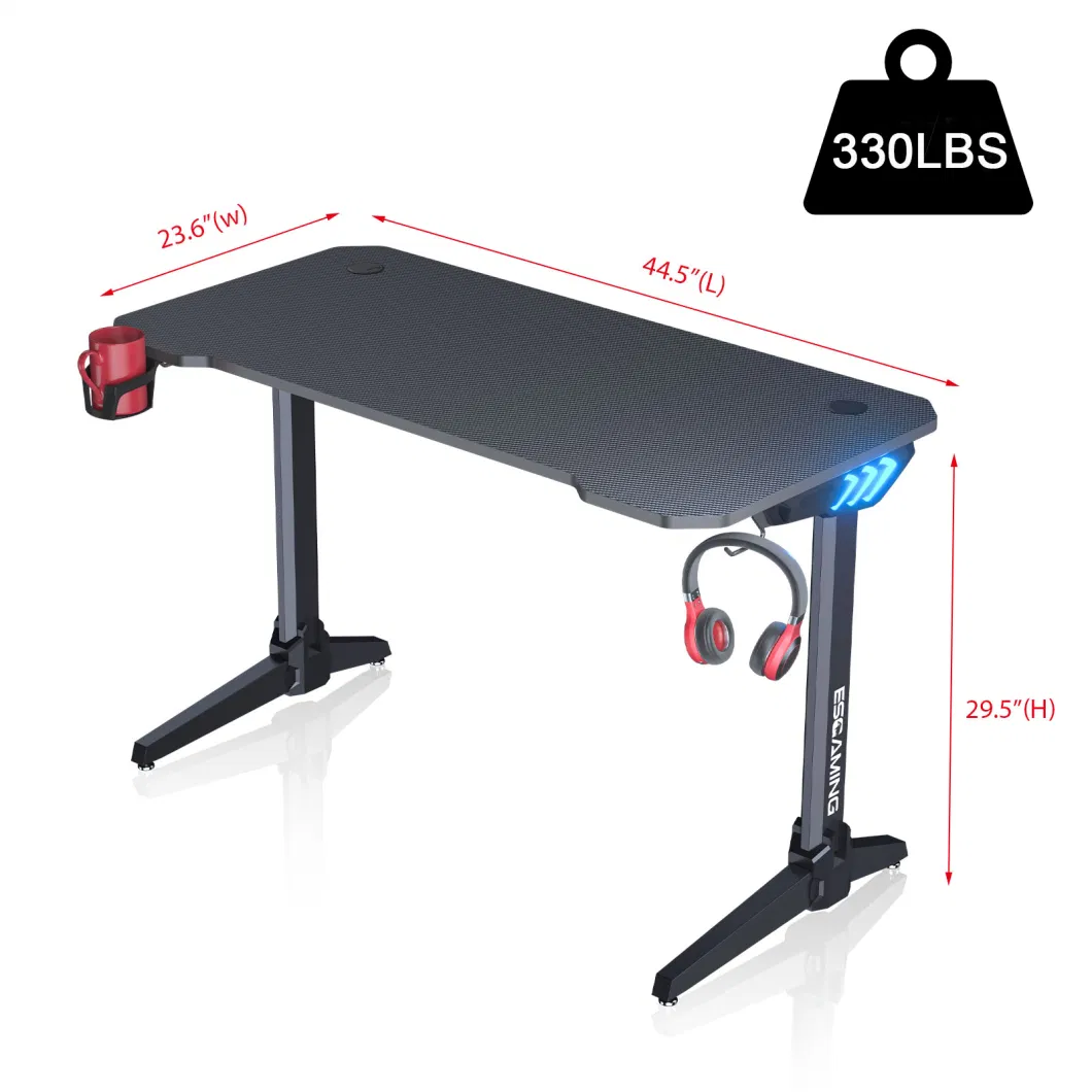 New Design Professional Cool Z-Shape Standing Modern Height Adjustable LED RGB Computer Table PC Gaming Desk